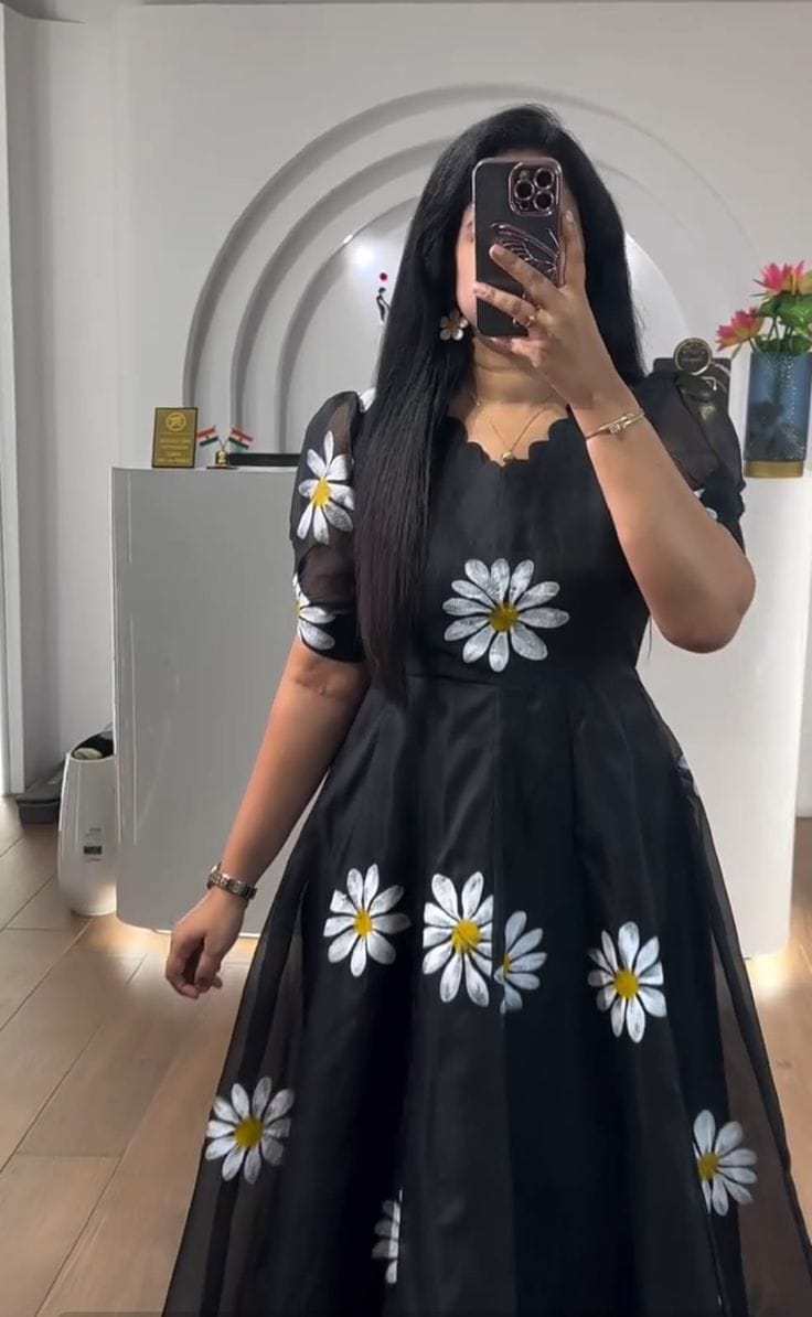 Black Organza Midi Dress